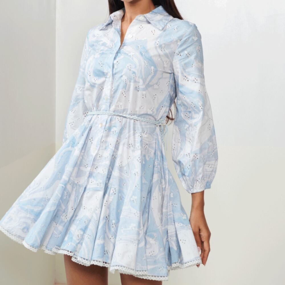 Mulmul Anza Supima Cotton Blue Dress
